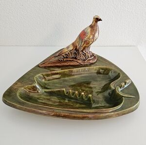 Vintage Mid Century Modern Pheasant Ashtray Signed